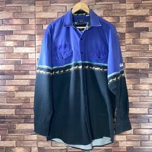 Mens Vintage 90’s Rodeo Roper Western   Long-sleeve Button Down Purple& Black XL